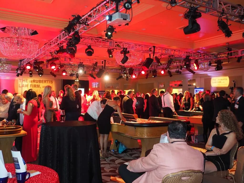 Blackjack action at a Los Angeles charity casino fundraiser night